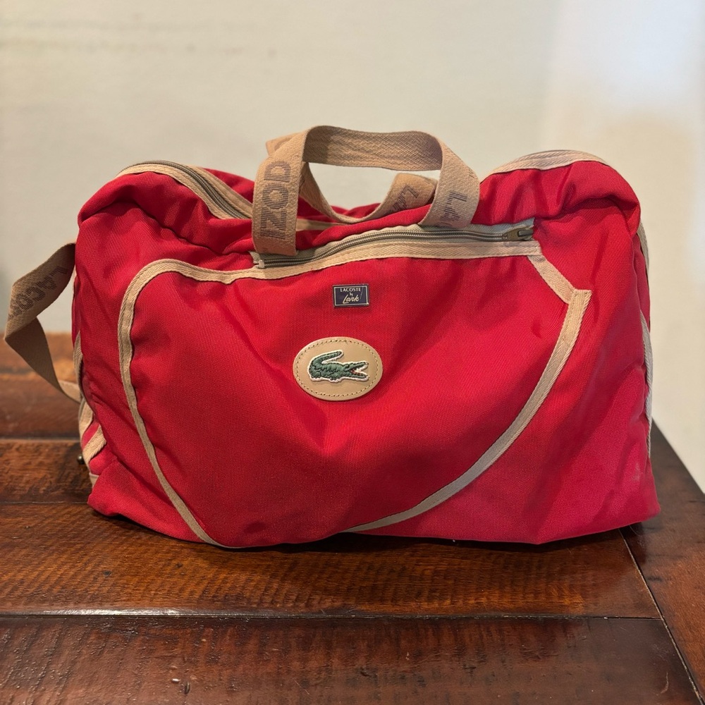 Vintage Lacoste Izod RED Tennis Duffel Bag